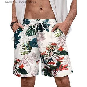 Shorts masculins Hawaii Vacation Beach Shorts pour hommes Pantalons courts décontractés 3D Fleur Bandage élastique Shorts Pant de maillot de bain Pant de maillot de bain Q240529