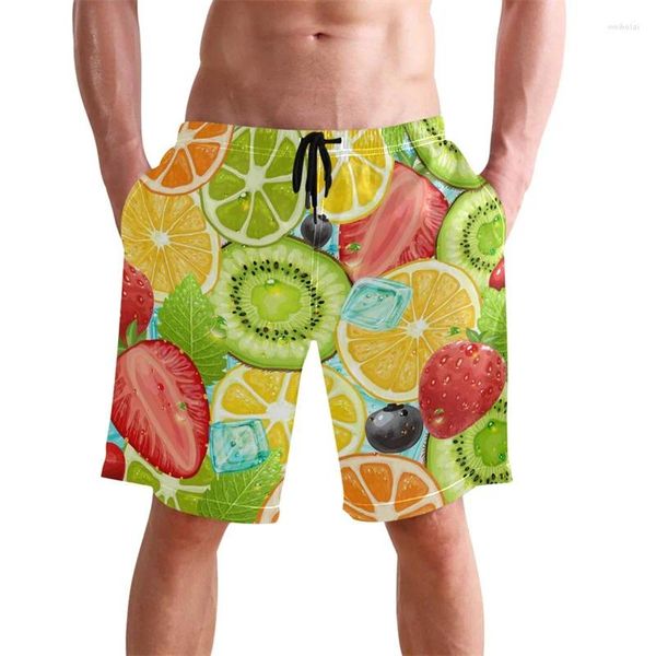 Shorts masculins Hawaiian 3d fruits tropicaux imprimer plage masculs sweets beignets graphic banc de mode streetwear nageur de natation