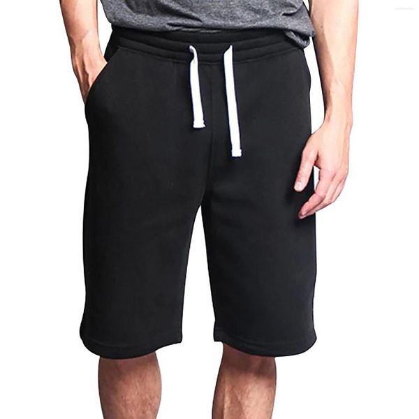 Pantalones cortos para hombres Pantalones de peso pesado Hombres Verano Atado Ocio Deportes Correr Entrenamiento Fitness Cinco Puntos