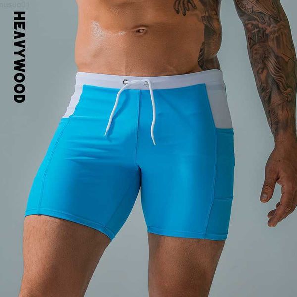 Shorts pour hommes Heavywood Summer Shorts de bain à séchage rapide pour hommes Sports décontractés Boxer de plage étanche Poches Drstring Hot Spring Pants L230719