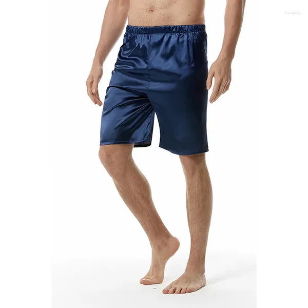 Pantalones cortos para hombres Pijamas de seda de color puro de alta gama Emulación de código europeo