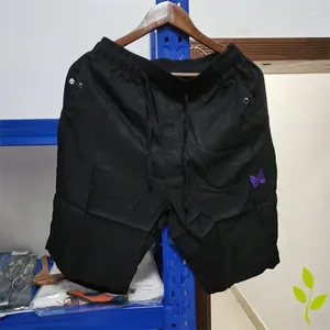 Shorts pour hommes Aiguilles de haute qualité Casual avec poches à cordon conçues pour les pantalons courts noirs brodés de papillons Hommes Femmes