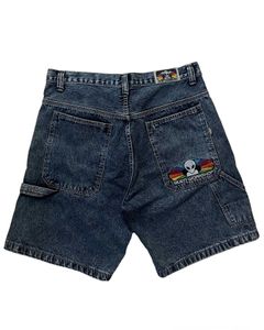 Pantalones cortos masculinos hip hop jeans bordados con forma retro pantalones cortos de mezclilla y2k de mezclilla