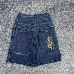 Shorts pour hommes Hip Hop Vintage motif serpent costume de rue JNCO Shorts Y2K pantalon hommes sac Cowboy short de sport Harajuku gothique hommes basket-ball ShortsL2404