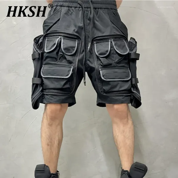 Short masculin hksh américain vintage marée tactique sombres grandes poches épissées pantalon de longueur de genou mode capris décontracté HK1153