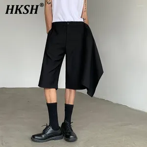 Shorts masculins hksh printemps d'été marée foncées sombres en couches patchwork punk punk chic mode capris streetwear hk0963