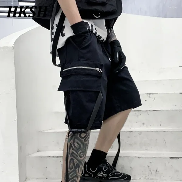 Pantalones cortos para hombres HKSH Summer Techwear Dark Punk Fashion High Street Pantalones sueltos hasta la rodilla Pantalones rectos de moda Capris japoneses HK0671