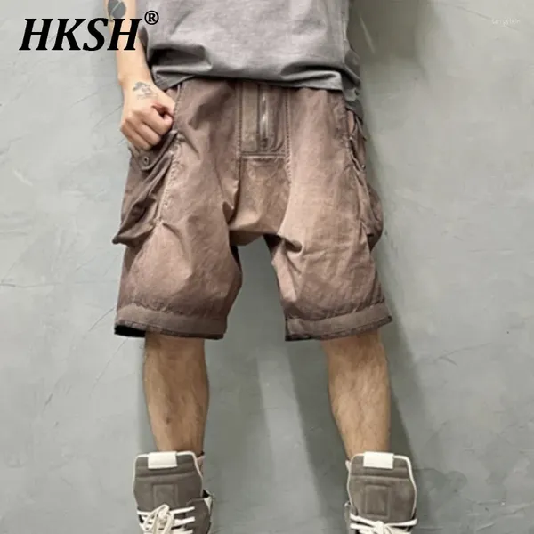 Pantalones cortos para hombres HKSH Tide Punk Waste Land Retro Avant-Garde Lavado de lavado Capris Pantalones sueltos de la rodilla