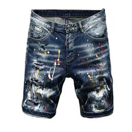 Pantalones cortos para hombres Agujeros Pantalones vaqueros cortos Calidad Hombre Stretch Fit Casual Jeans Streetwear Shorts Jeans T230502
