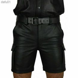 Heren shorts Hot Fashion Mens Leather Shorts Casual Lederhosen Summer Knie Pants Dagelijkse vrije tijd Soil Slim Fit Sports Cargo Shorts Men L230520