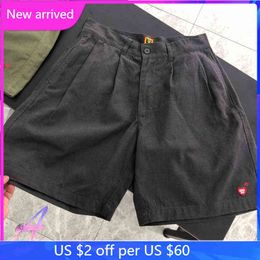 Shorts pour hommes Shorts fabriqués par l'homme Pantalons décontractés en coton multi-poches brodés de coeur T220825