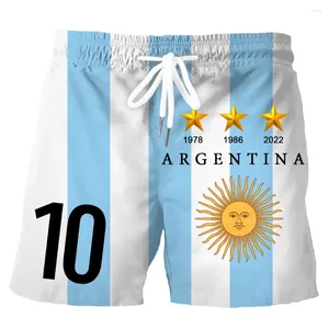 Pantalones cortos para hombres HX DIY Número Argentina Bandera Moda 3D Impreso Bolsillos Destacados Ropa deportiva Verano Casual Activewear Drop