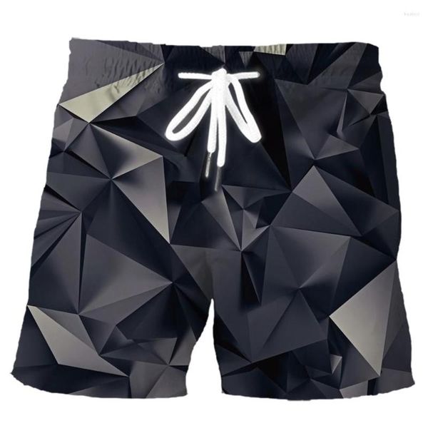 Shorts pour hommes HX Fashion Mens Black Diamond Splicing 3D Imprimé Sports Wear Summer Casual Pockets Board Pantalons Hommes Vêtements S-5XL