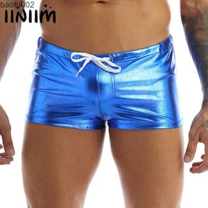 Shorts pour hommes iiniim Mens Male Lounge Underwear Shiny Metallic Gym Casual Night Party Shorts Ceinture élastique Boxer Shorts Clubwear Comes W0327