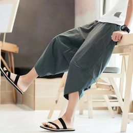 Pantalones cortos para hombres japoneses pantalones de algodón pantalones de chándal de verano bolsillo suelto de bolsillo suelto grande