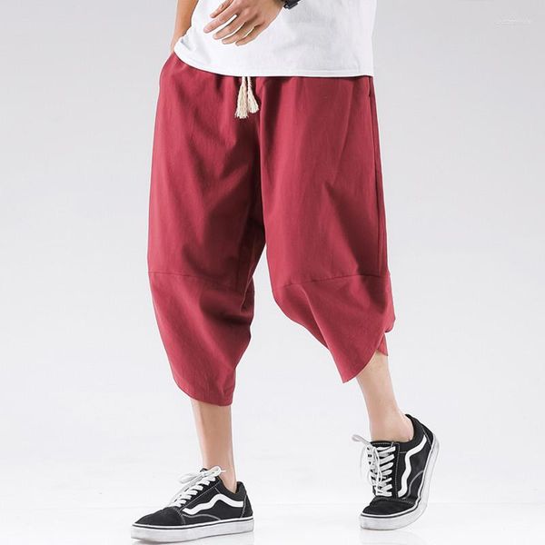 Pantalones cortos para hombres Ropa informal japonesa Pantalones Harem Sueltos Juveniles Casual Recortada Moda Tamaño grande Tendencia Grande