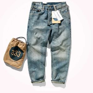 Heren shorts jeans heren Amerikaans retro herfst en winter zware rechte been broek J240522