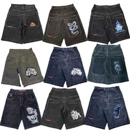 Heren shorts Jnco baggy shorts y2k nieuwe Harajuku hiphop borduurwerk oversized denim shorts mannen vrouwen retro gotische basketbal shorts strtwear t240507