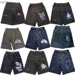 Men's Shorts JNCO Shorts Y2K Hip Hop Pocket Baggy Denim Gym Shorts Hombres Mujeres 2023 Verano Nuevo Harajuku Gothic Men Basketball Shorts StreetwearL240111