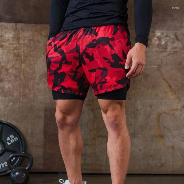 Short de jogging pour hommes, pantalon de sport 2 en 1, Double couche, avec intérieur serré et extérieur ample, Camouflage à la mode, été