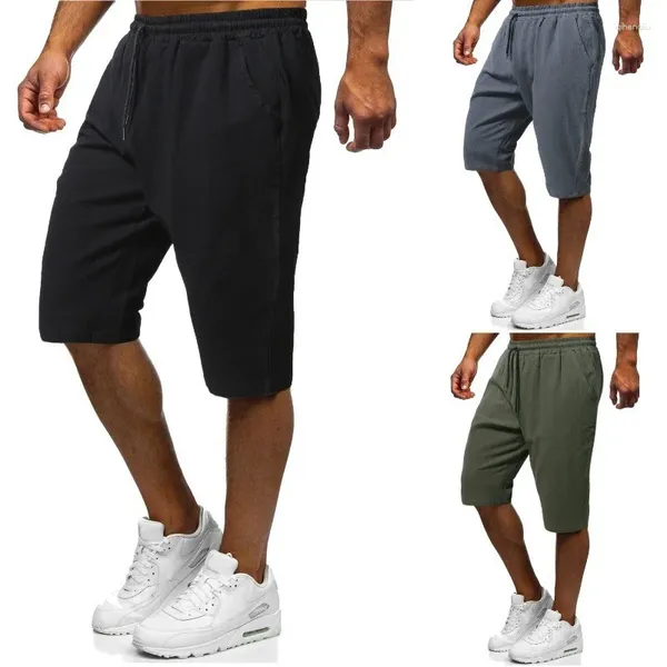 Pantalones cortos para hombres Kahart Color de verano Juventud Estilo chino Pantalones deportivos casuales de algodón y lino para hombres