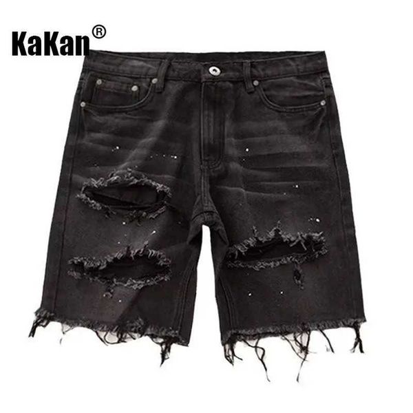 Shorts pour hommes Kakan - Nouvel été short en jean en détresse pour hommes jeunesse coréenne populaire coupe ajustée petite jambe quart pantalon jean K58-DK322 J240124