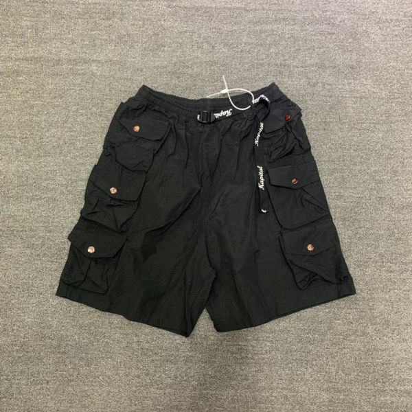 Herenshorts KAPITAL Japanse trendy tweekleurige multi-pocket geweven trekkoord, elastisch casual