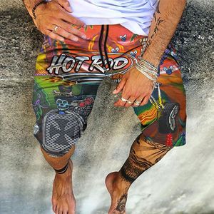 Herenshorts KeKe Mens Quick Dry Summer Beach Board Boxer Trunks 2022 Fashion 3D Motorcycle Girl Print Boardshorts Men Hip Hop ShortMen's Me