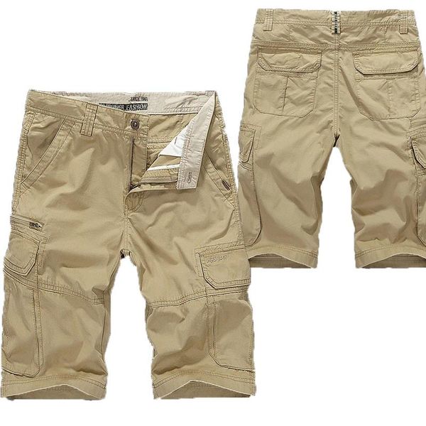 Pantalones cortos para hombre hasta la rodilla Cargo verano Casual algodón pantalones con múltiples bolsillos pantalones cortos recortados trabajo militar Bermudas