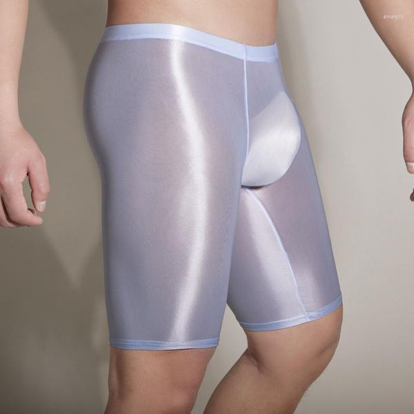 Pantalones cortos para hombre Hasta la rodilla Alto rebote Transparente Cintura baja Cintura elástica Quintas medias Pantalones de lápiz transparentes Ropa interior sexy Lencería