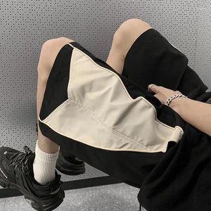 Heren shorts Koreaanse stijl splitsen contrasterend kleurontwerp casual mannen zomer recht sport Amerikaans high street paar niche