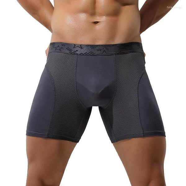 Pantalones cortos para hombre L-6XL Bóxer de Modal para hombre, ropa interior para hombre, bragas de malla Cueca, calzoncillos con bolsa transpirable para hombre, pantalones de pierna larga para hombre, calzoncillos Boxer de talla grande