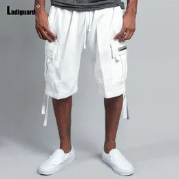 Heren shorts Ladiguard 2024 Men Fashion Leisure Hip Hop Solid Drawtring Half broek plus size heren Casual Stand Pocket Zweet