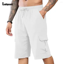 Shorts masculins Ladiguard 2024 hommes vintage stand poche coton lin pantalon de plage décontracté à la plage