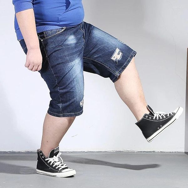 Short homme Grandes Tailles 2023 Été Mâle Bermuda Jeans Déchiré Grandes Culottes Déstressé Denim Déchiré Court Hommes Grande Taille