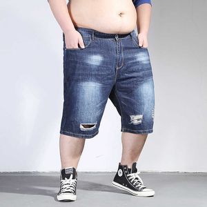 Heren Shorts Grote Maten Zomer Mannelijke Bermuda Jeans Gescheurde Grote Rijbroeken Dreesed Denim Ripped Short Men Plus Size 210714