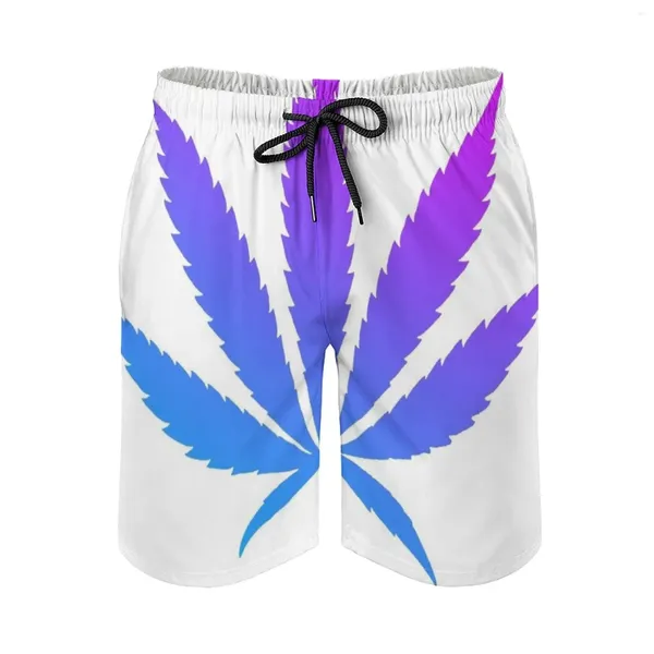 Shorts pour hommes Leaf-Purple Haze Sport Running Beach Trunk Pantalon avec doublure en maille Trunks Violet Bleu Abstrait High