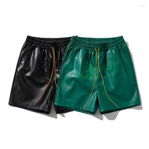 Herenshorts Leer Zwart Rood Groen Borad Zakken Zomer Heren Dames Geel Trekkoord Strand Korte broek Rijbroek