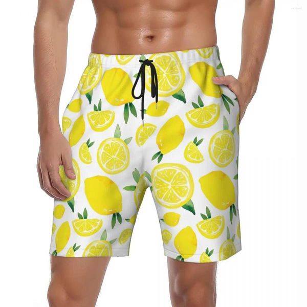 Short pour hommes motif citron planche été impression artistique sport Fitness plage pantalon court confortable décontracté grande taille maillot de bain