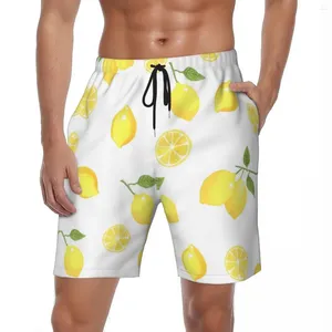 Short masculin citron motif gym d'été art imprimé sport fitness plage de plage courte pantalon mâch