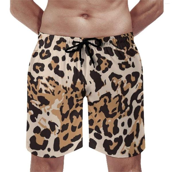 Shorts pour hommes Léopard Print Board Summer Animal Skin Abstract Design Running Beach Pantalons courts Hommes Vintage Custom Oversize Swim Trunks