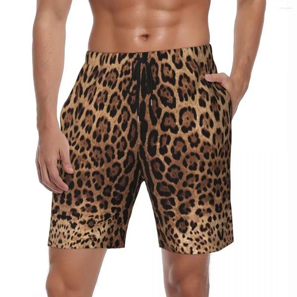 Short de bain imprimé léopard pour hommes, maillot de bain de grande taille, à séchage rapide, Design décontracté, peau d'animal, surf, plage, été