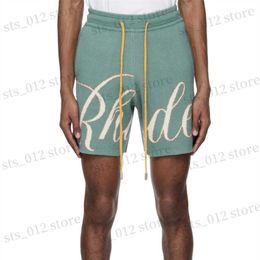 Pantalones cortos para hombre Letra Flor Cordón Lana High Street Shorts Khaki Lake Blue S-XL T230705