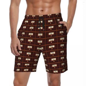 Pantalones cortos para hombre Biblioteca Libros Gimnasio Verano Tarjeta de madera Ropa deportiva con estampado Pantalones cortos de playa Hombres Secado rápido Casual Bañadores de gran tamaño