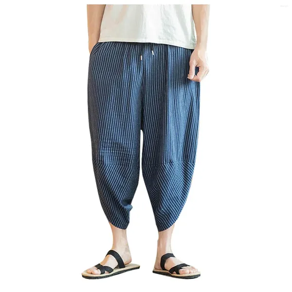 Shorts pour hommes Pantalons Harlan en lin léger Lâche 3/4 Corde de serrage Taille élastique Casual Beach Yoga Outdoor Warm