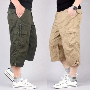 Short masculin longue longueur cargo masculin multi-poche pantalon élastique de coton décontracté