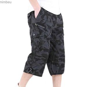 Shorts pour hommes Short Cargo longue longueur hommes été décontracté coton Multi poches culotte chaude pantacourt militaire Camouflage Shorts 3XL 240226