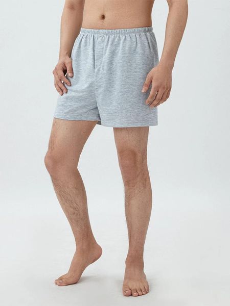 Shorts pour hommes Lounge pour femmes et hommes Couleur unie Fente latérale Confortable Taille élastique Sommeil Pantalon court tendance