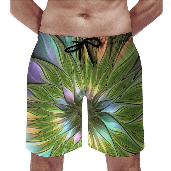 Shorts pour hommes lumineux fantaisie fleur conseil abstrait imprimé floral classique plage pantalons courts hommes sport fitness troncs à séchage rapide