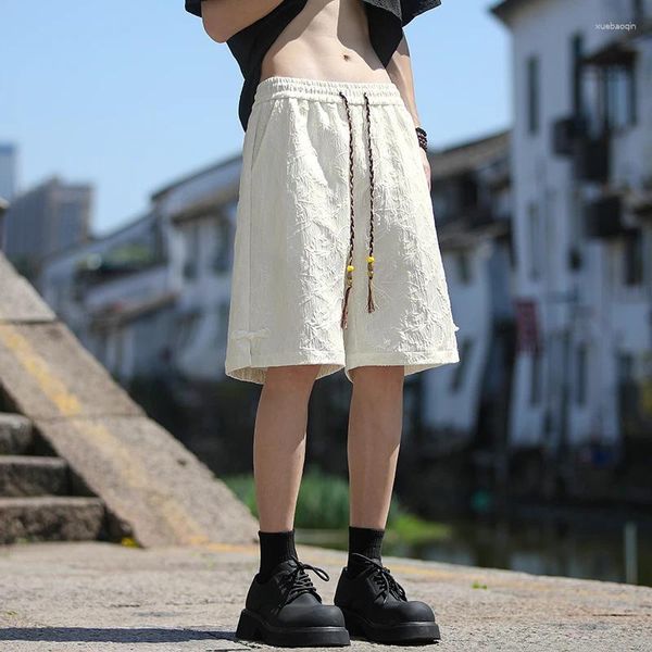 Pantalones cortos para hombres M-5XL Men de tamaño grande Pantalones cortos de verano sueltos para tendencia de estilo coreano pantalones rectos con cintura elástica